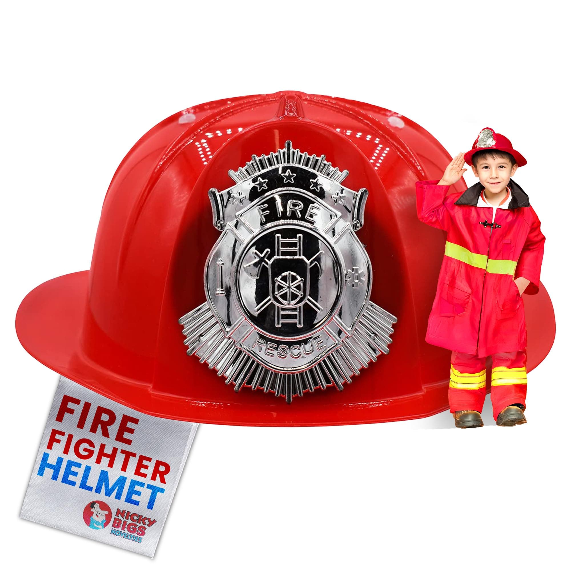 Boys Girls Child Red Firefighter Helmet Costume Accessory Kids ...