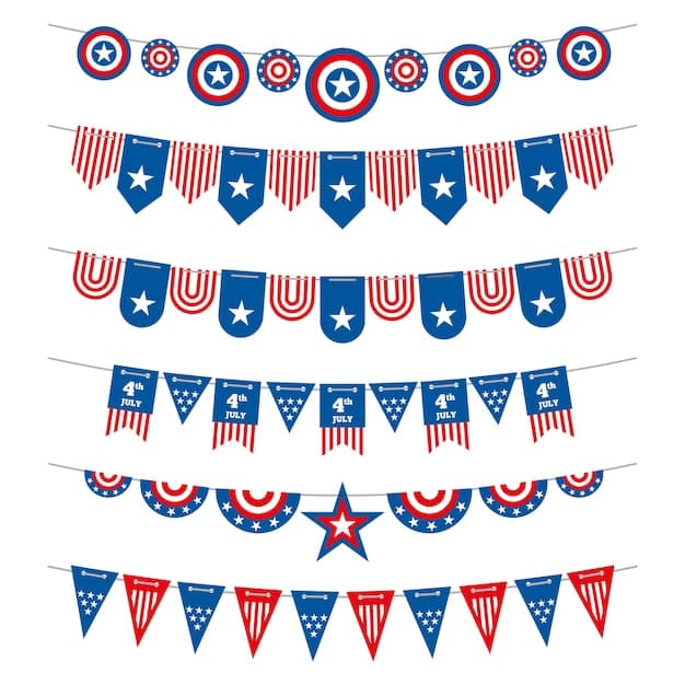 Premium Vector | Patriotic bunting american flags garlands for USA ...