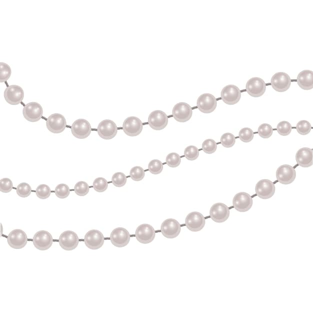 Premium Vector | Realistic pearl bead chain. pearl necklace on white ...