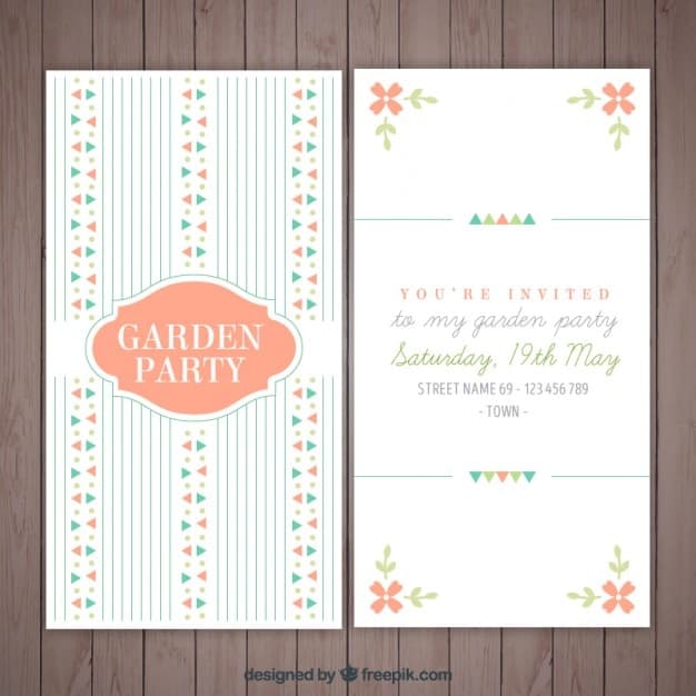 Tarjeta de fiesta de jardín vintage con detalles y líneas | Vector Gratis