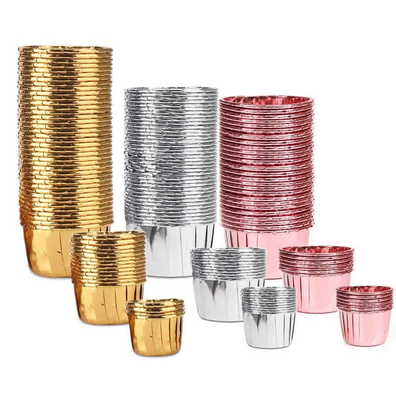 Buy Metallic Aluminum Foil Gold Silver Rose Gold Cupcake Baking Cups ...
