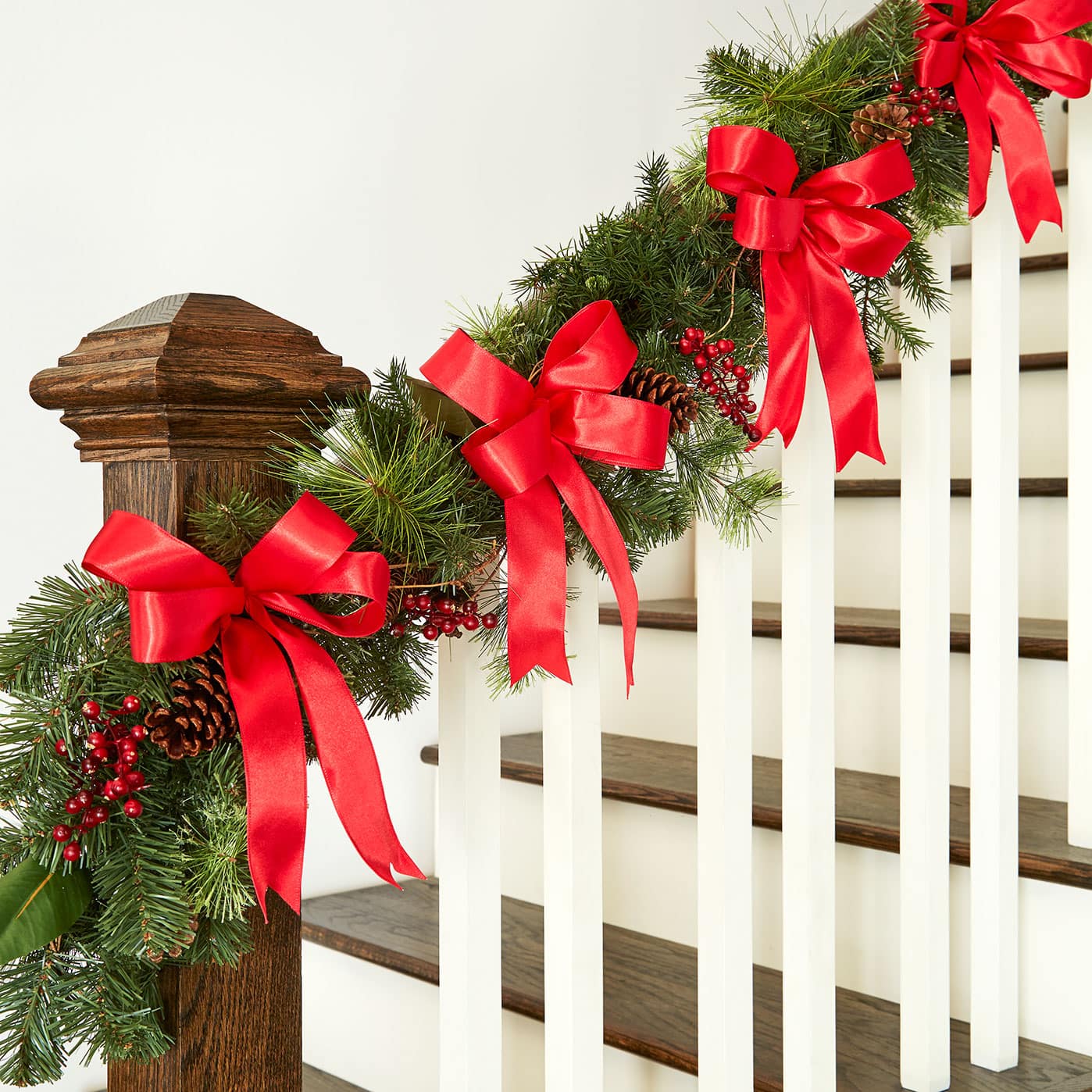 Red Satin Ribbon Banister Garland | Projects | Michaels