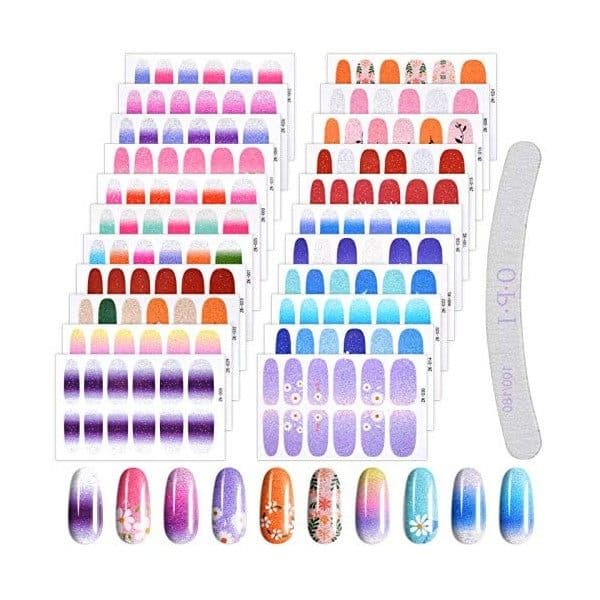 22 Feuilles Autocollants pour Nail Art, EBANKU Stickers Ongle Nail ...