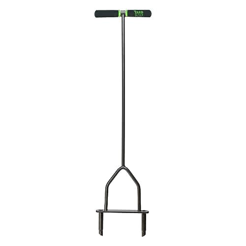 Yard Butler Manual Lawn Coring Aerator - Core Aerator for Lawn Care - Loosen Compacted Soil - Dethatcher Garden Tool for Lawn Health - Plug Core Soil Aeration Tool - Gray, 37 Inches