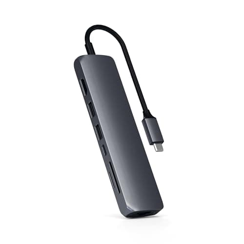 Satechi USB C Hub Multiport Adapter with 4K HDMI, 60W USB C PD Charging, 2X USB-A, Ethernet, Micro/SD Card Readers, for MacBook, Windows - Space Gray