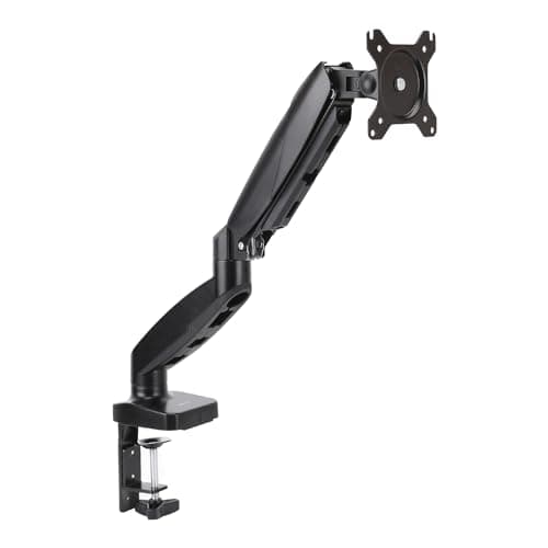 Amazon Basics Gas Spring Single Computer Monitor Arm Mount, Adjustable, Holds up to 27" Monitors