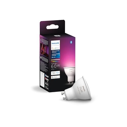 Philips Hue White and Colour Ambiance 6W Equivalent 25W GU10 LED Smart Bulb, Colour Changing Bulb, Bluetooth & Zigbee, Voice Activated with Alexa