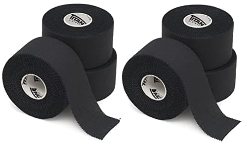 Titan Athletics - Premium Quality Black Athletic Tape/Sports Tape - 1 1/2 Inch x 45 Feet Per Roll - 100 Percent Cotton with Zinc Oxide - Easy Tear Zig Zag Design. (Black, 6 Count (Pack of 1))