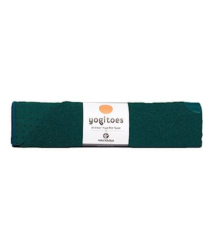 Manduka Yogitoes Yoga Towel for Mat, Non-Slip and Quick Dry for Hot Yoga with Rubber Bottom Grip Dots,Thin and Lightweight, 71 Inches, Deep Sea