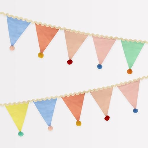 Rainbow Pom Pom Garland multi coloured yarn pom poms