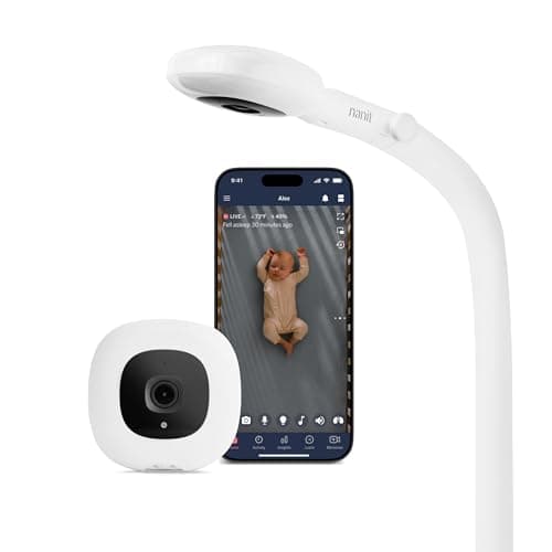 Nanit Pro Smart Baby Monitor & Floor Stand with Breathing Band, New Version - 1080p Wi-Fi Video & Sound Camera, Sleep Coach & Breathing Motion Tracker, 2-Way Audio, iOS and Android Compatible - White