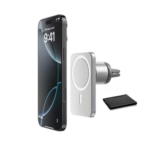 Belkin MagSafe Vent Mount Pro - MagSafe Phone Mount for Car, Magnetic Phone Holder Compatible with iPhone 16, iPhone 16 Plus, iPhone 16 Pro, iPhone 16 Pro Max, iPhone 15 & iPhone 14 - Gray