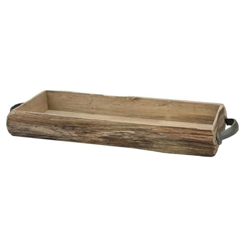 Bandeja rectangular de madera para servir Stonebriar con mangos de metal