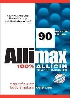 Allimax 90 Count Capsules (180mg) 100% Allisure AC-23 by Dr. Herbal div of Allicin Nutraceuticals LTD