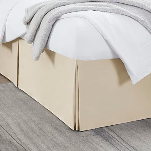 Amazon.com: Nestl Queen Bed Skirt - Damask Dobby Stripe Wrap Around Bed ...