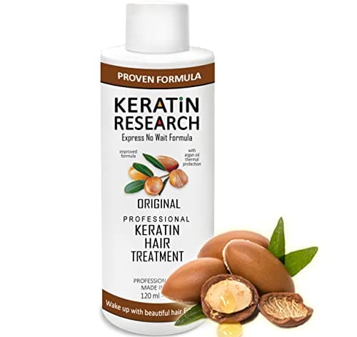 Keratin Research Brazilian Keratin Hair Treatment Straightening Long Lasting Organic Natural Results Complex Blowout containing Argan Oil Collagen Filler Proteins Keratina Brasilera (120ml)