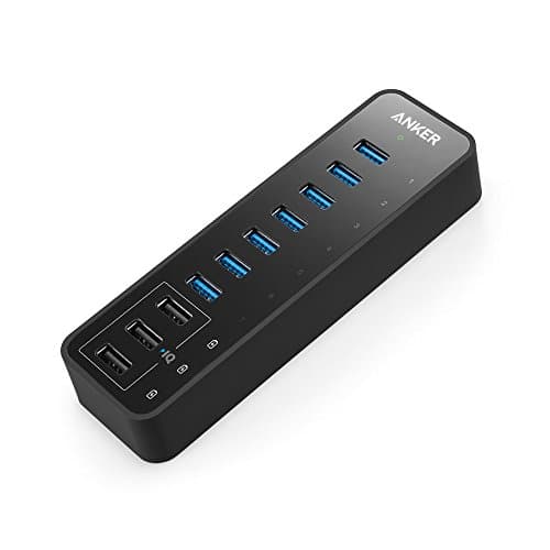 Anker 10-Port 60W USB 3.0 Hub with 7 Data Transfer Ports and 3 PowerIQ ...