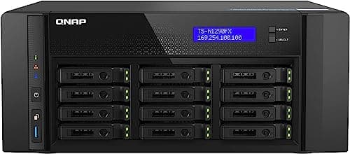 QNAP TS-h1290FX-7232P-64G-US 12 Bay U.2 NVMe/SATA All-Flash Desktop NAS Ideal for Office environments, collaborative 4K/8K Video Editing, and File Sharing