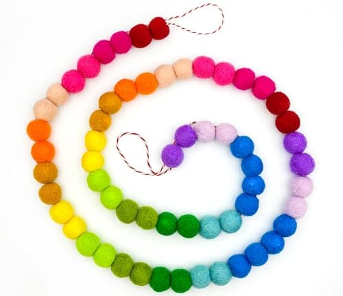 Rainbow Felt Ball Garland Rainbow Felt Garland Rainbow | Etsy