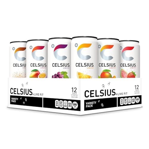 CELSIUS Sparkling Peach Vibe, Zero Sugar Energy Drink, 355ml (Pack of 12)