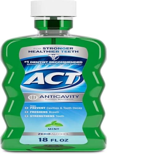 ACT Anticavity Fluoride Mouthwash, Mint, Alcohol Free, 18-Ounce Bottle (Pack of 3)
