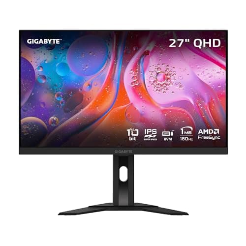 GIGABYTE M27Q 27" 165Hz 1440P -KVM Gaming Monitor, 2560 x 1440 SS IPS Display, 0.5ms (MPRT) Response Time, 92% DCI-P3, HDR Ready, FreeSync Premium, 1x Display Port 1.2, 2x HDMI 2.0, 2x USB 3.0