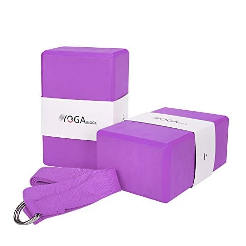 JBM Yoga Block 2 pack Plus Strap Cork Yoga Block Yoga Brick 6 colors - High Density EVA Foam Yoga Block to Support and Deepen Poses, Lightweight, Odor-Resistant and Moisture-Proof with Metal D-Ring