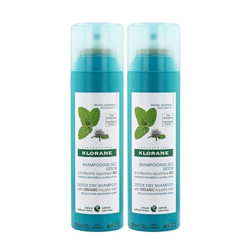 Klorane - DUO Detox Dry Shampoo with Organic Aquatic Mint - All Hair Types, Invisible Finish, Paraben & Sulfate-Free - 2X150ml