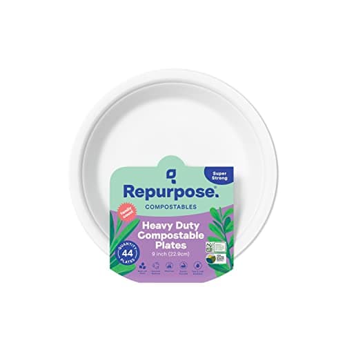 Amazon.com: Repurpose 100% Compostable Plant-Based Bagasse Plates, 9 ...