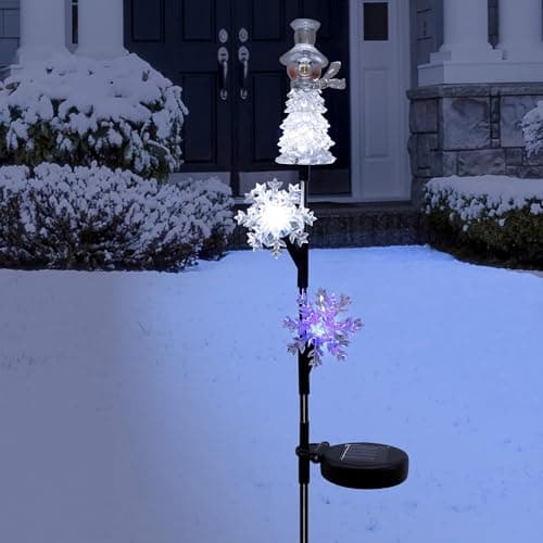 Alpine Corporation SOT882SLR-HH Snowman and Snowflakes Christmas Stake Holiday Décor, Multicolor