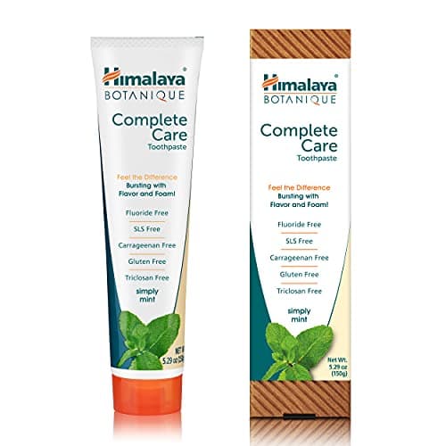Himalaya Botanique Complete Care Whitening Toothpaste, Simply Mint, Natural, Fluoride-Free, SLS Free, Carrageenan Free & Gluten Free, Vegan, 150 g (5.29 oz), 4 Pack