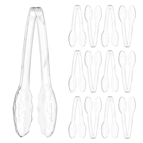 CSSJKYJ 2PCS Plastic Serving Tongs,6.3 Inches Disposable Clear Tongs ...