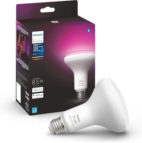 Philips Hue White and Colour Ambiance 8.5W Equivalent 65W BR30 LED Smart Bulb, Colour Changing Bulb, Bluetooth & Zigbee, for Recessed Cans and Downlights, Voice Activated with Alexa