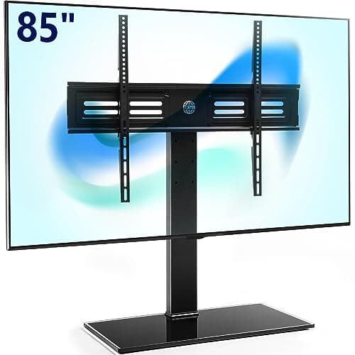 FITUEYES Universal TV Stand with Swivel Mount Height Adjustable for 50 inch to 85 inch TV,Big Table Top TV Stand Holds up to 143lbs Screen,VESA up to 800x600MM
