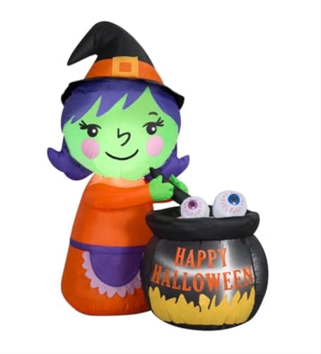 9' Animated Airblown Scary Witch w/ Bubbling Cauldron Kaleidoscope ...