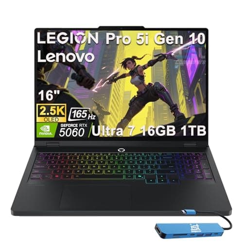 Lenovo Legion 5 Pro Laptop 2023 16” WQXGA 2560 x 1600 Display IPS 165 Hertz Intel Core i7-12700H NVIDIA GeForce RTX 3050 Ti 4GB GDDR6 16GB DDR5 512GB SSD Four-Zone RGB Backlit KB Windows 11 Home
