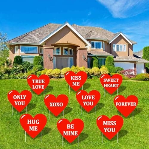 Amazon.com : VictoryStore 20pcs Valentine's Day Red Hearts Yard Sign ...