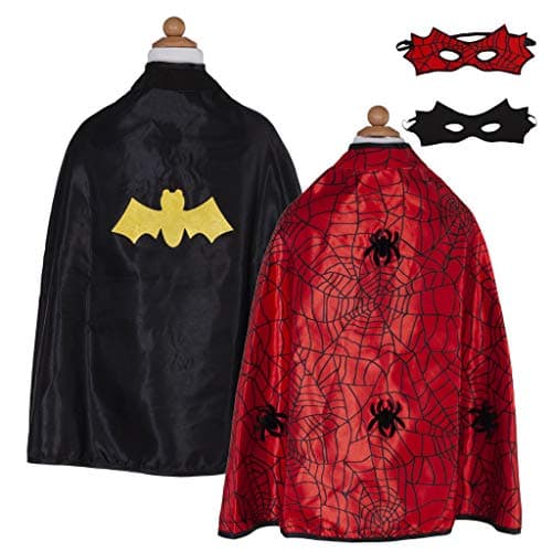 Great Pretenders 55273, Rev. Spider Bat Cape & Mask, Red/Black, US Size 4-7