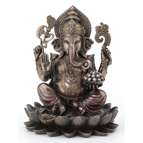 Amazon.com: Veronese Design 9 7/8 Inch Lord Ganesha Sitting on Lotus ...