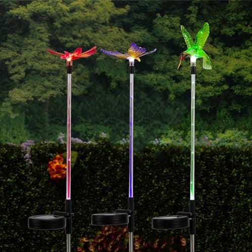 Amazon.com : Solar Butterfly Garden Stake Lights Set of 3, Solar ...