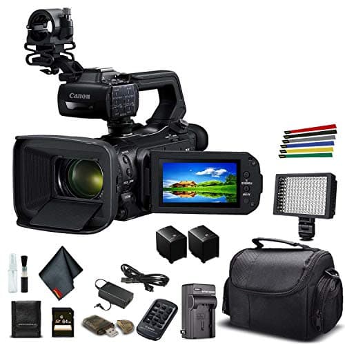 Canon XA55 Professional UHD 4K Camcorder (3668C002) W/Extra Battery, Soft Padded Bag, 64GB Memory Card, LED Light, and More Base Bundle