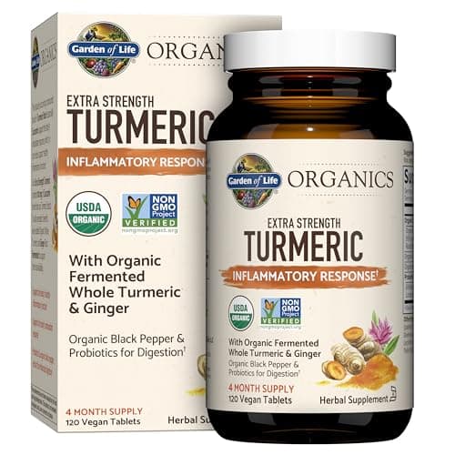 Garden of Life Organics Turmeric, 60 Tablets | Anti-Inflammatory Support To Relieve Joint Pain and Aid in Digestion, Supports The Body's Antioxidant Response | Non-GMO, Gluten-Free, Vegan, Kosher