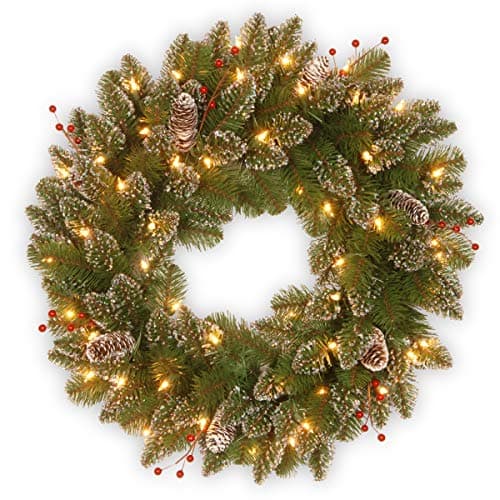 Couronne de baies givrées de 24 pouces avec lumières LED de National Tree Company