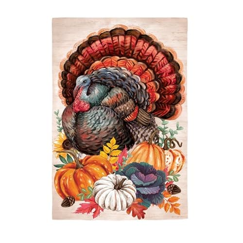 Thanksgiving Turkey Garden Suede Flag by Evergreen | Happy thanksgiving ...