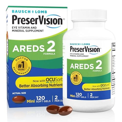PreserVision AREDS 2 Eye Vitamin & Mineral Supplement, Contains Lutein, Vitamin C, Zeaxanthin, Zinc, Vitamin E, Eye Health Supplements for Adults, 120 Softgels