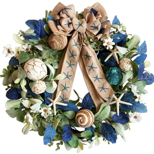 Beach Wreath With Seashells, Coastal Nautical Decor, Wreath for Beach ...