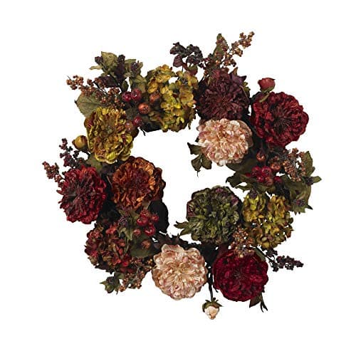 Corona de hortensias de otoño de 24 pulgadas de Nearly Natural