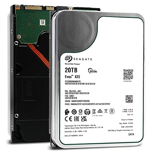 Seagate Exos X20 20TB SATA HDD SATA 6Gb/s 7200 RPM (ST20000NM007D)
