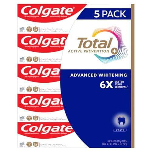 Colgate Total Whitening Toothpaste - 3 Pack 120 mL Fluoride Teeth Whitening Toothpaste Stain Removal with Tartar Protection, Brightens Your Smile, Prevents Cavities, Protects Sensitive Teeth