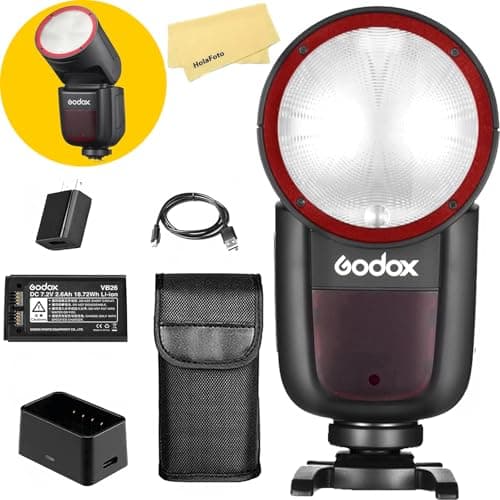 Godox V1 V1-C Flash for Canon Camera TTL Flash Speedlight 1/8000 HSS, 480 Full Power Flashes, 1.5s Recycle Time, 76Ws 2600mAh Li-ion Battery Round Head Flash Godox Flash Speedlite for Canon Cameras